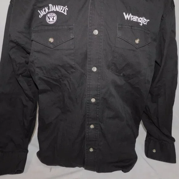 Wrangler Jack Daniel's Men's M Black Embroidered Western Rodeo Long Sleeve shirt - Picture 3 of 7